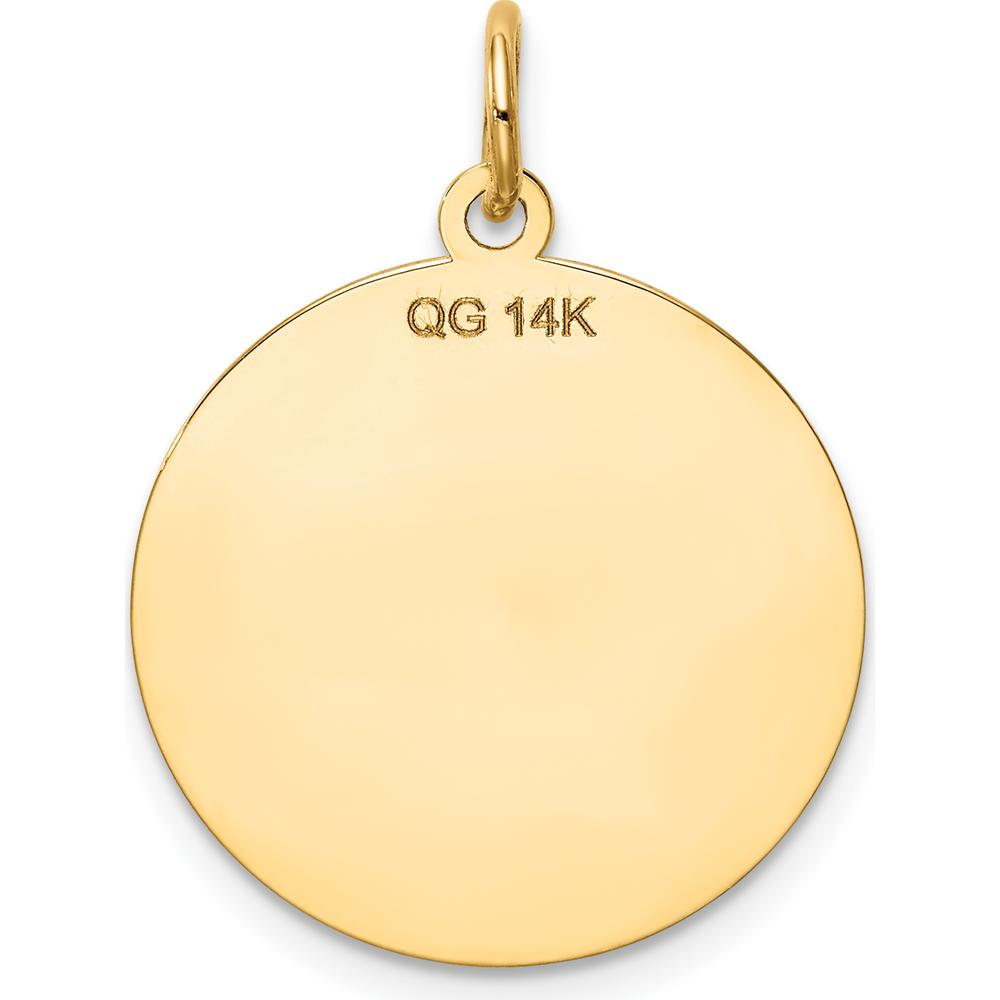 14K Yellow Gold Polished and Satin Saint Jude Thaddeus Disc Charm - Spiritual Pendant by Oro Pregiato
