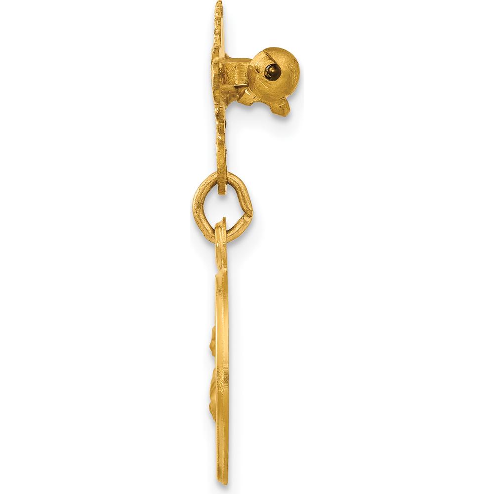 14K Yellow Gold Polished and Satin Saint Lucy Medal Pin by Oro Pregiato