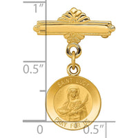 14K Yellow Gold Polished and Satin Saint Lucy Medal Pin by Oro Pregiato