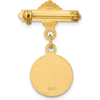 14K Yellow Gold Polished and Satin Saint Lucy Medal Pin by Oro Pregiato