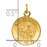 14K Yellow Gold Polished and Satin Saint Matthew Medal Round Charm - 19mm Length by Oro Pregiato