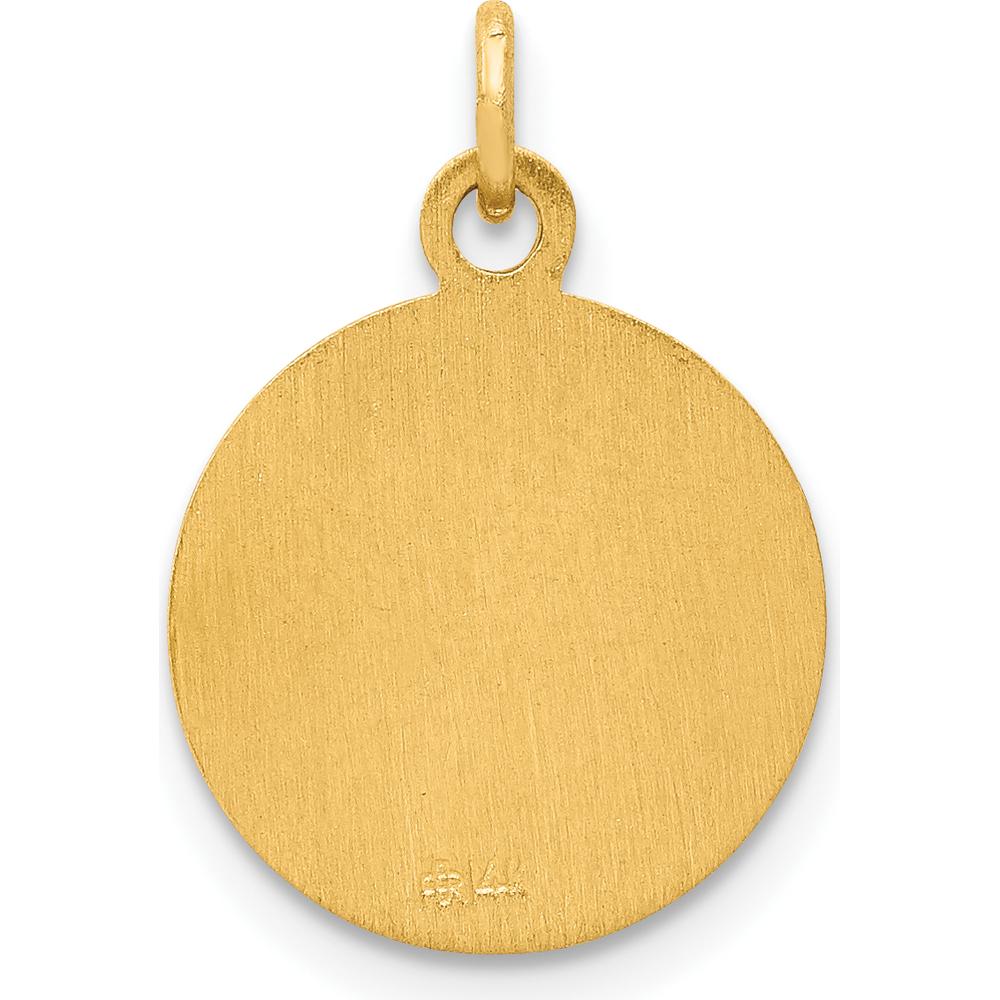 14K Yellow Gold Polished and Satin Saint Matthew Medal Round Charm - 19mm Length by Oro Pregiato