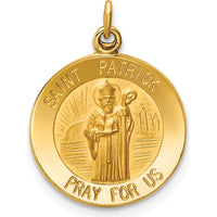 14K Yellow Gold Polished and Satin Saint Patrick Medal Round Charm - 23mm x 15mm by Oro Pregiato