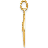 14K Yellow Gold Polished and Satin Saint Patrick Medal Round Charm - 23mm x 15mm by Oro Pregiato