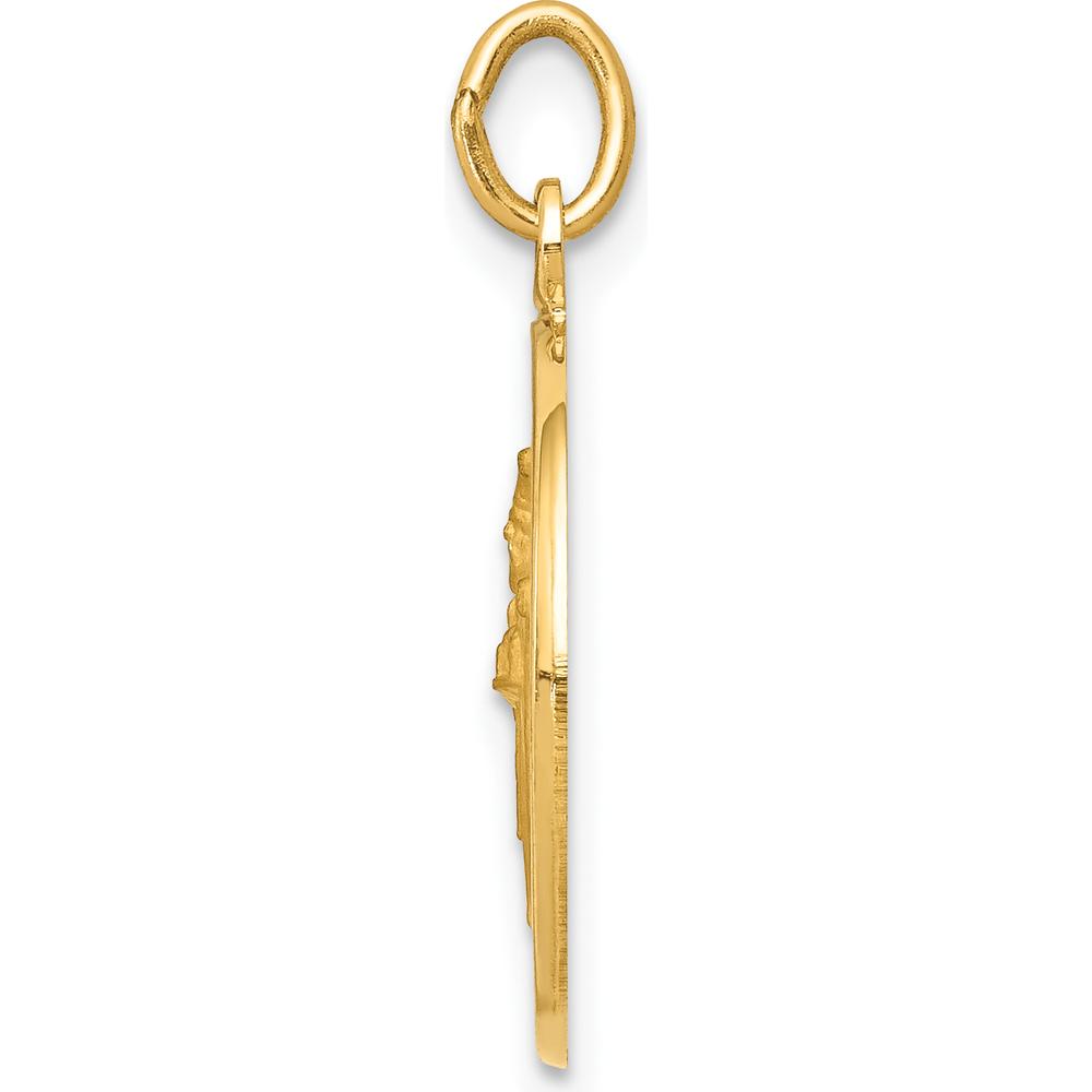 14K Yellow Gold Polished and Satin Saint Patrick Medal Round Charm - 23mm x 15mm by Oro Pregiato