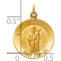 14K Yellow Gold Polished and Satin Saint Patrick Medal Round Charm - 23mm x 15mm by Oro Pregiato