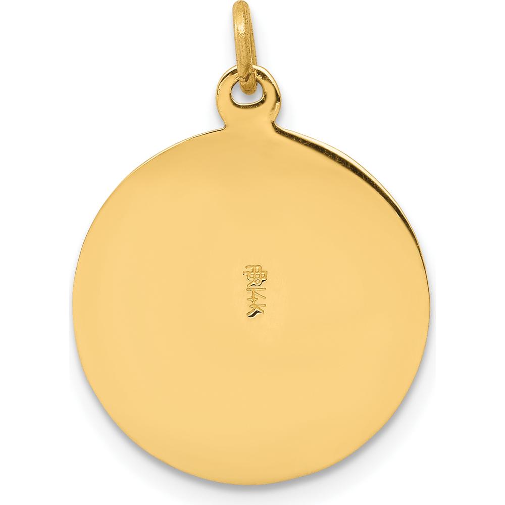 14K Yellow Gold Polished and Satin Saint Patrick Medal Round Charm - 23mm x 15mm by Oro Pregiato
