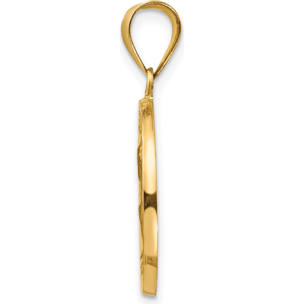 14K Yellow Gold Polished and Satin Saint Peter Medal Round Pendant by Oro Pregiato