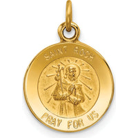 14K Yellow Gold Polished and Satin Saint Roch Medal Round Charm - 19mm x 12mm by Oro Pregiato