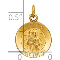 14K Yellow Gold Polished and Satin Saint Roch Medal Round Charm - 19mm x 12mm by Oro Pregiato