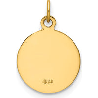 14K Yellow Gold Polished and Satin Saint Roch Medal Round Charm - 19mm x 12mm by Oro Pregiato