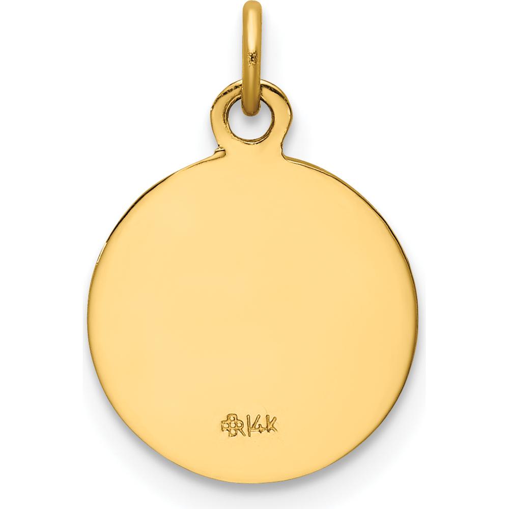 14K Yellow Gold Polished and Satin Saint Roch Medal Round Charm - 19mm x 12mm by Oro Pregiato