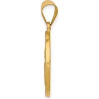 14K Yellow Gold Polished and Satin San Gabriel Medal Round Pendant - Hollow Design by Oro Pregiato