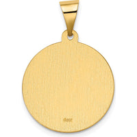 14K Yellow Gold Polished and Satin San Gabriel Medal Round Pendant - Hollow Design by Oro Pregiato
