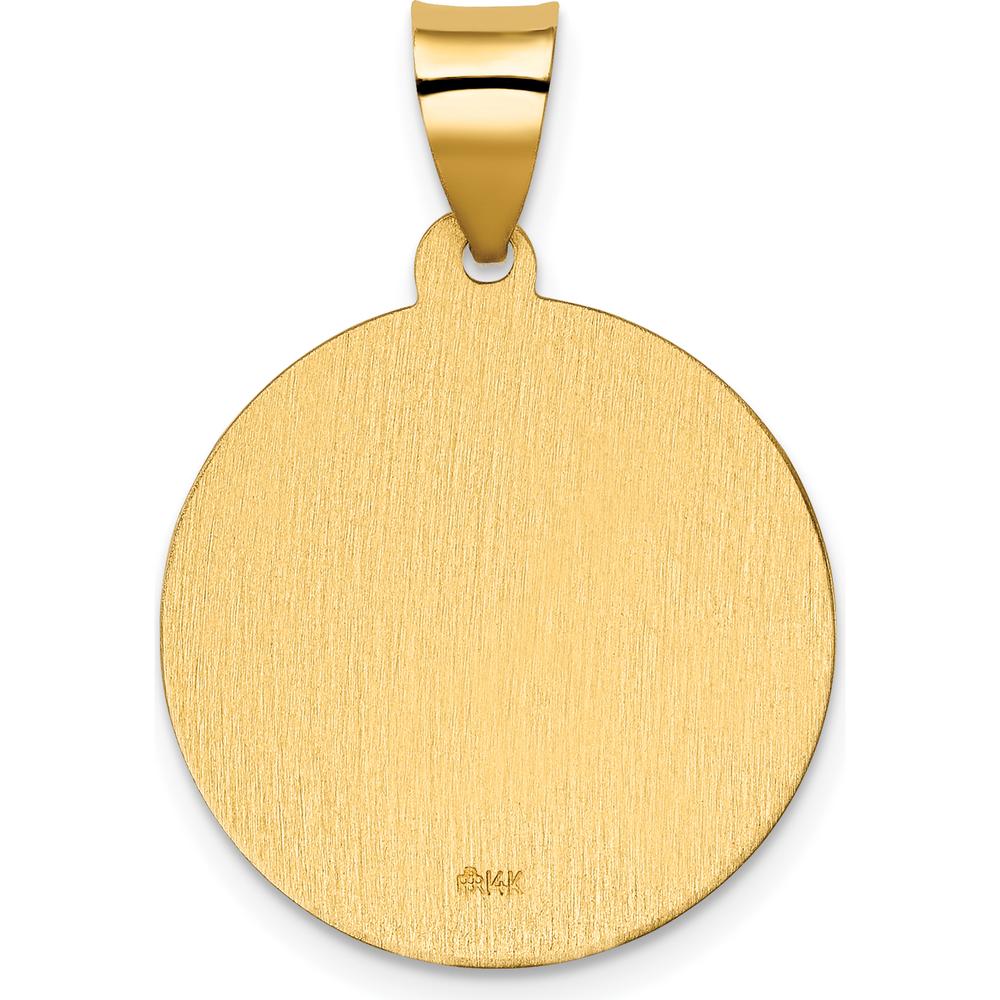 14K Yellow Gold Polished and Satin San Judas Tadeo Medal Pendant - 26.6mm by Oro Pregiato