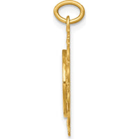 14K Yellow Gold Polished and Satin Scalloped Edge First Holy Communion Medal Charm - 24mm x 19mm by Oro Pregiato