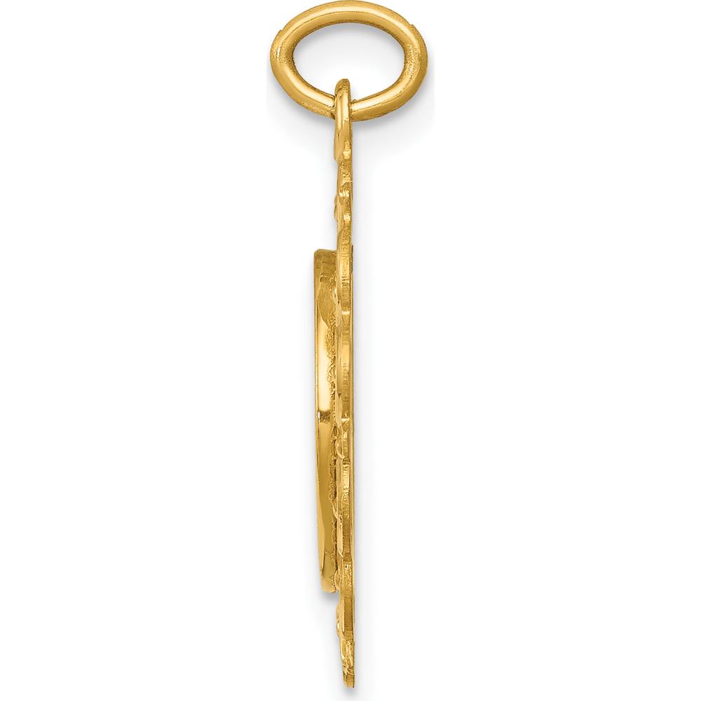 14K Yellow Gold Polished and Satin Scalloped Edge First Holy Communion Medal Charm - 24mm x 19mm by Oro Pregiato