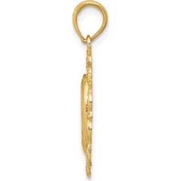 14K Yellow Gold Polished and Satin Scalloped Edge Miraculous Medal Pendant - 21.8mm Length by Oro Pregiato