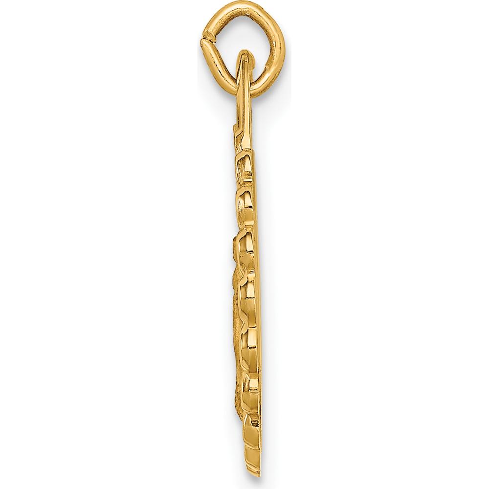 14K Yellow Gold Polished and Satin Small Round Scalloped Miraculous Medal Charm - 20mm by Oro Pregiato