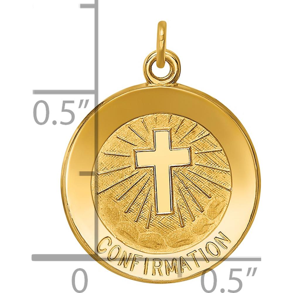 14K Yellow Gold Polished and Satin Solid Confirmation Cross Charm - 20mm by Oro Pregiato