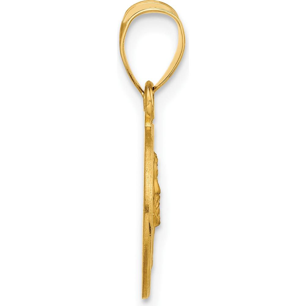 14K Yellow Gold Polished and Satin Solid Face of Jesus Round Pendant - 21.5mm Length by Oro Pregiato