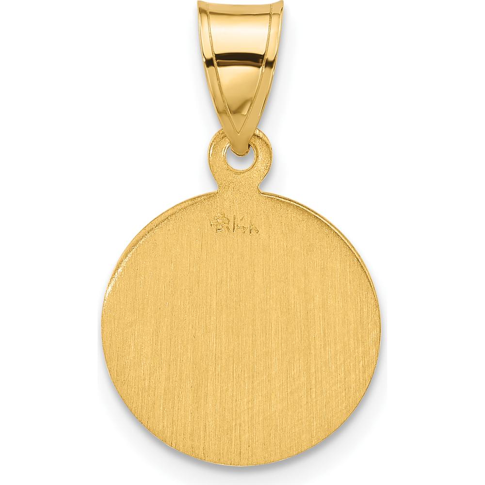 14K Yellow Gold Polished and Satin Solid Face of Jesus Round Pendant - 21.5mm Length by Oro Pregiato