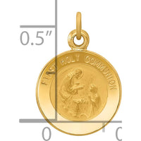 14K Yellow Gold Polished and Satin Solid First Holy Communion Medal Round Charm by Oro Pregiato
