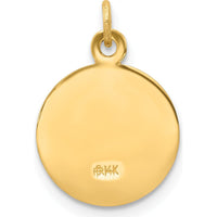 14K Yellow Gold Polished and Satin Solid First Holy Communion Medal Round Charm by Oro Pregiato