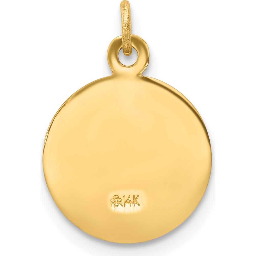 14K Yellow Gold Polished and Satin Solid First Holy Communion Medal Round Charm by Oro Pregiato