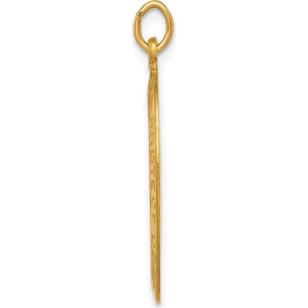 14K Yellow Gold Polished and Satin Solid Medium St. Christopher Medal Oval Pendant - 30mm Length by Oro Pregiato