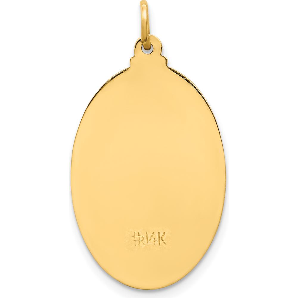 14K Yellow Gold Polished and Satin Solid Medium St. Christopher Medal Oval Pendant - 30mm Length by Oro Pregiato