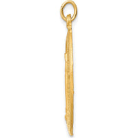 14K Yellow Gold Polished and Satin Solid Miraculous Medal Pendant - 32.5mm Length by Oro Pregiato