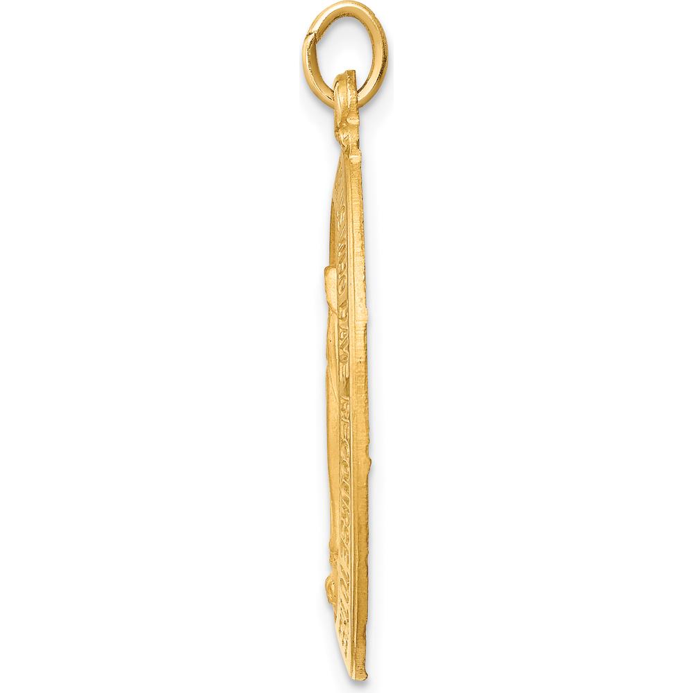 14K Yellow Gold Polished and Satin Solid Miraculous Medal Pendant - 32.5mm Length by Oro Pregiato