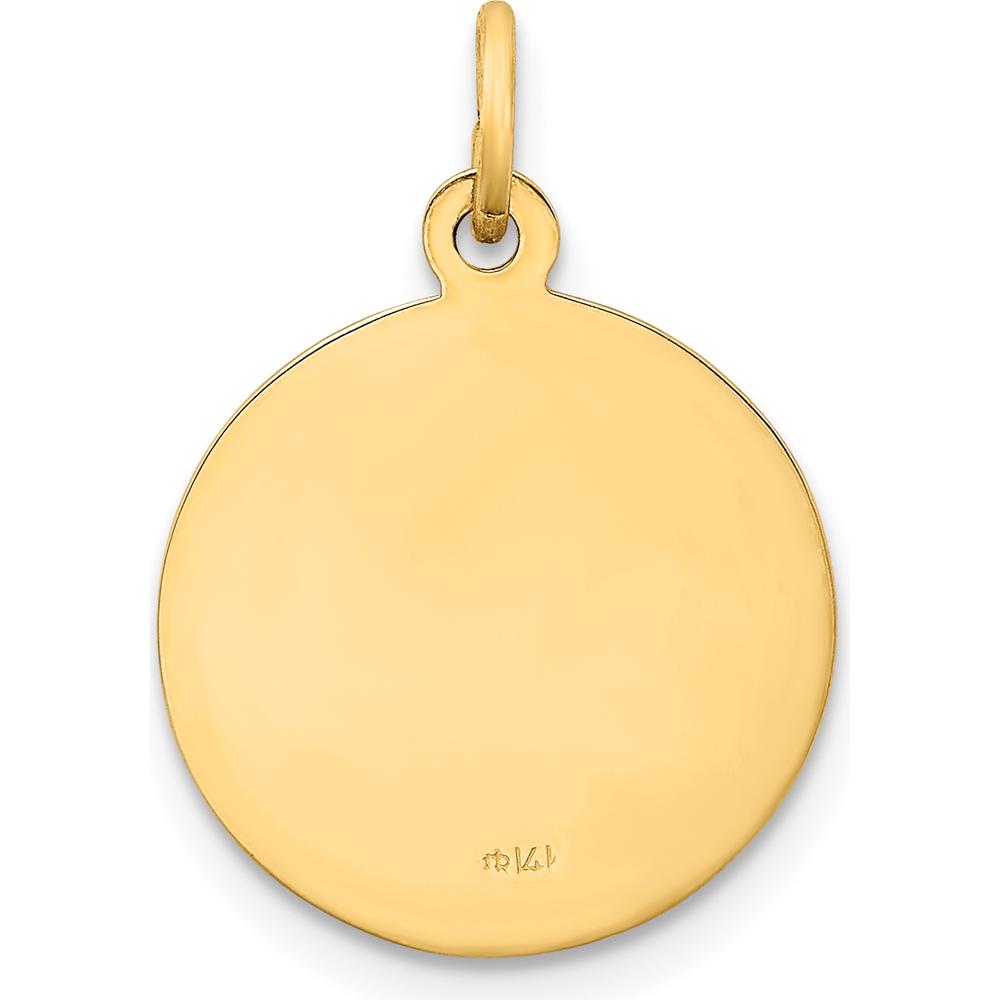 14K Yellow Gold Polished and Satin Solid Our Lady of Fatima Medal Round Charm - 19.5mm by Oro Pregiato