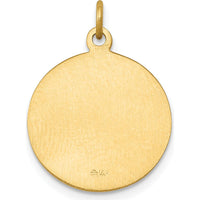 14K Yellow Gold Polished and Satin Solid Saint George Medal Round Charm - 20mm by Oro Pregiato