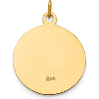 14K Yellow Gold Polished and Satin Solid Saint Gerard Medal Charm - 19.5mm Length by Oro Pregiato