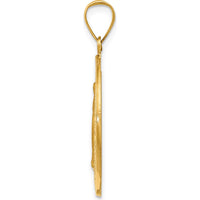 14K Yellow Gold Polished and Satin Spanish Miraculous Medal Pendant - 32.75mm by Oro Pregiato