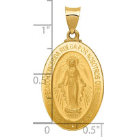 14K Yellow Gold Polished and Satin Spanish Miraculous Medal Pendant - 32.75mm by Oro Pregiato