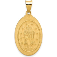 14K Yellow Gold Polished and Satin Spanish Miraculous Medal Pendant - 32.75mm by Oro Pregiato
