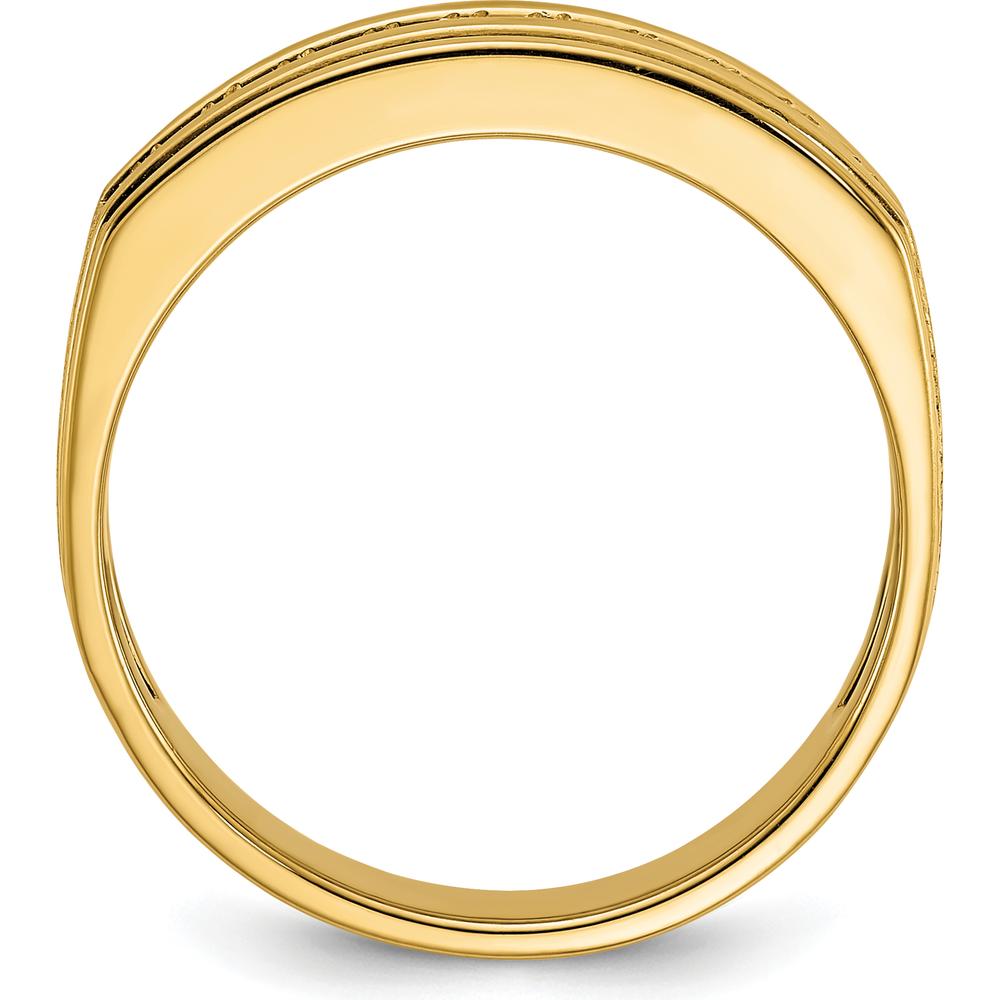 14K Yellow Gold Polished and Satin Square Band Ring with 10-Stone Setting by IBGoodman