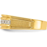14K Yellow Gold Polished and Satin Square Band Ring with 10-Stone Setting by IBGoodman