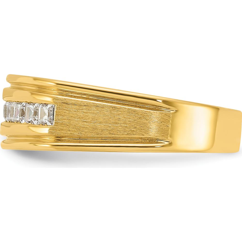 14K Yellow Gold Polished and Satin Square Band Ring with 10-Stone Setting by IBGoodman