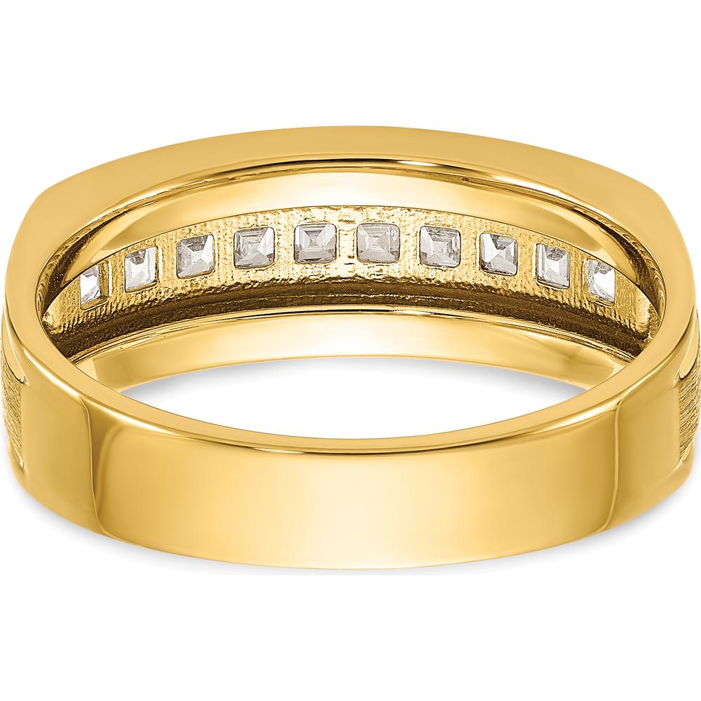 14K Yellow Gold Polished and Satin Square Band Ring with 10-Stone Setting by IBGoodman