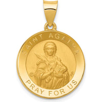 14K Yellow Gold Polished and Satin St. Agatha Medal Pendant - 28mm Length by Oro Pregiato