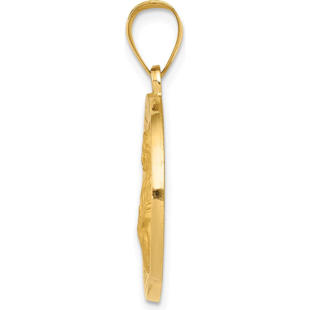 14K Yellow Gold Polished and Satin St. Agatha Medal Pendant - 28mm Length by Oro Pregiato