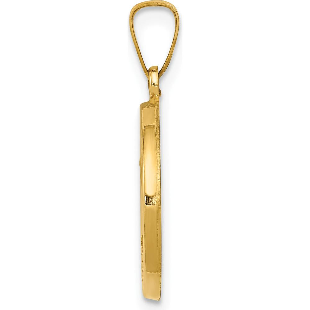 14K Yellow Gold Polished and Satin St. Andrew Medal Pendant - Hollow Design by Oro Pregiato