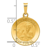 14K Yellow Gold Polished and Satin St. Andrew Medal Pendant - Hollow Design by Oro Pregiato