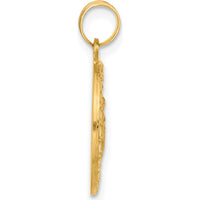 14K Yellow Gold Polished and Satin St. Anthony Medal Round Pendant - Hollow Design by Oro Pregiato