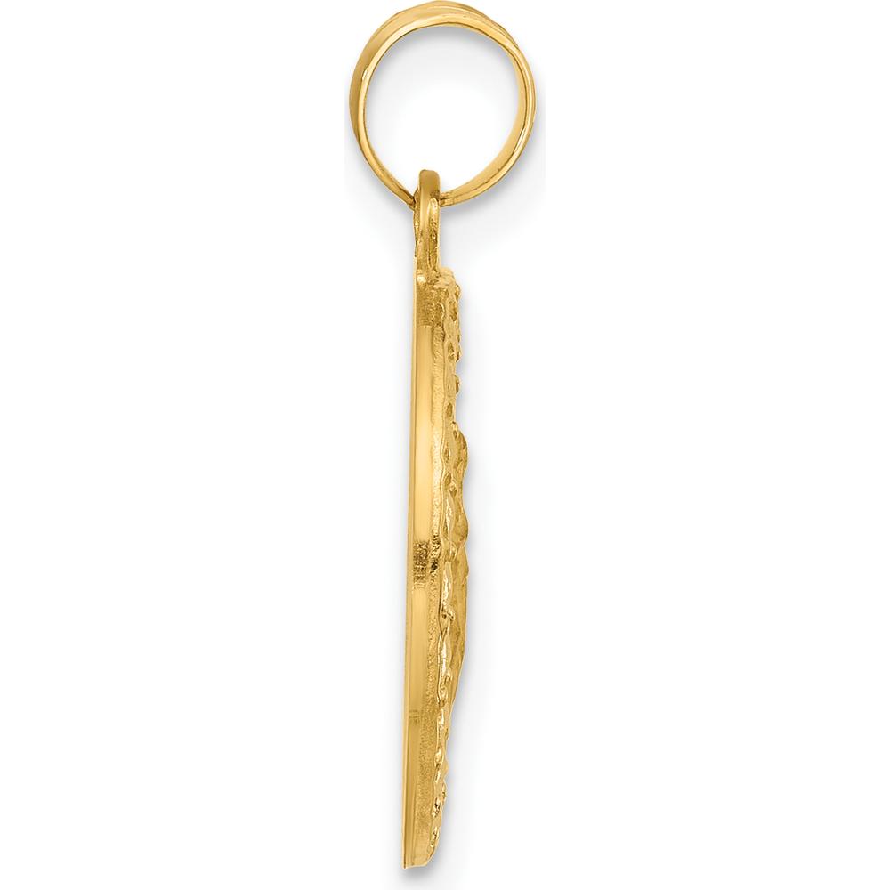 14K Yellow Gold Polished and Satin St. Anthony Medal Round Pendant - Hollow Design by Oro Pregiato