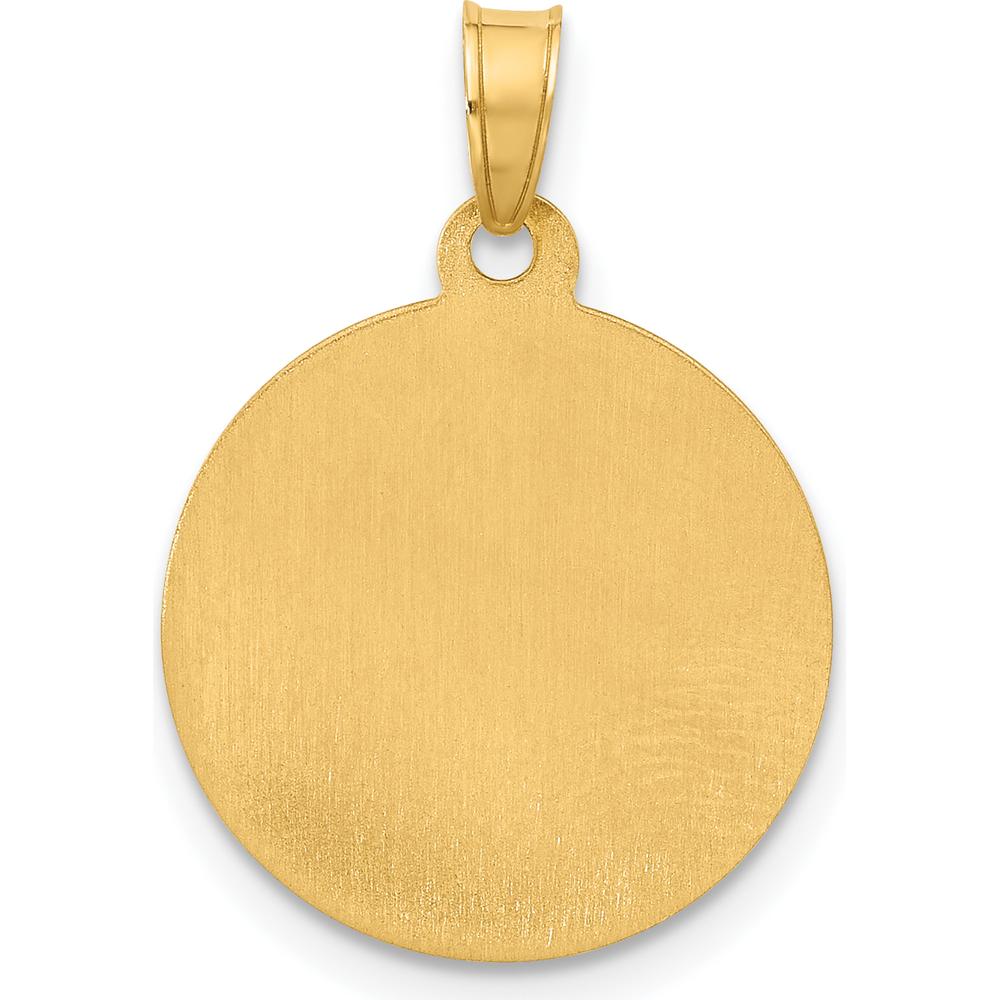 14K Yellow Gold Polished and Satin St. Anthony Medal Round Pendant - Hollow Design by Oro Pregiato